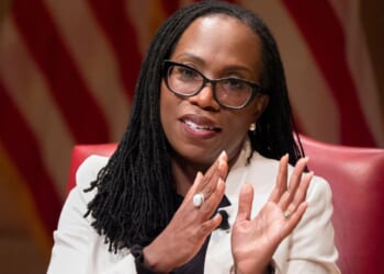 Supreme Court Justice Ketanji Brown Jackson, seen in a 2025 file photo, implied that her colleagues were playing politics with the decision.
