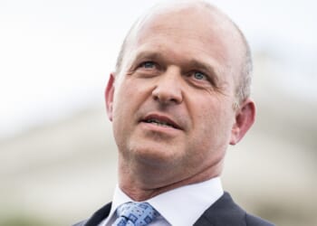 Kevin Roberts, president of The Heritage Foundation, speaks during a news conference.