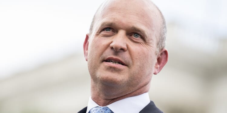 Kevin Roberts, president of The Heritage Foundation, speaks during a news conference.