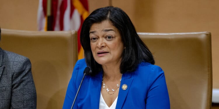 Rep. Pramila Jayapal attends a field hearing at the Minnesota Senate Building on Jan. 16, 2026, in St Paul, Minnesota.