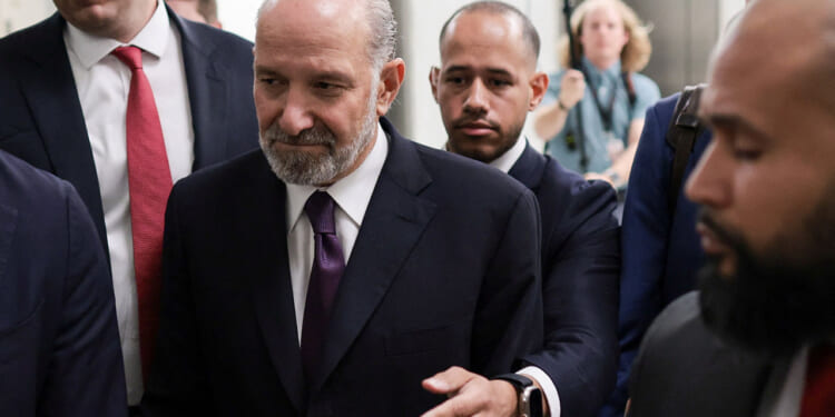 U.S. Commerce Secretary Howard Lutnick departs following an interview with the House Oversight and Government Reform Committee as part of the panel's ongoing probe of late sex offender and financier Jeffrey Epstein, on Capitol Hill in Washington, D.C., U.S., May 6, 2026. REUTERS/Jonathan Ernst