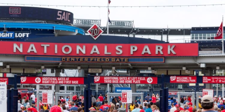 The fans walking into an early morning baseball game between the Nationals and the Mets on July 4, 2017, in Washington, D.C.