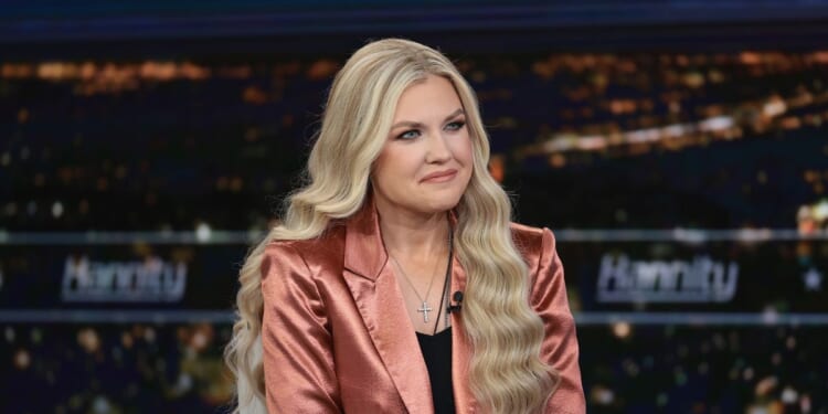 Erika Kirk discusses the newly released book "Stop, In The Name of God: Why Honoring The Sabbath Will Transform Your Life" on "Hannity" at Fox News Channel Studios on Dec. 8, 2025, in New York City.