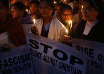 Indian Christians join in prayer to protest the killing of Indian Christians in New Delhi on Dec. 27, 2007.
