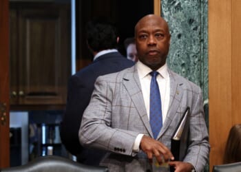 Sen. Tim Scott arrives for a hearing with U.S. Treasury Secretary Scott Bessent in the Dirksen Senate Office Building on Feb. 5, 2026, in Washington, D.C.