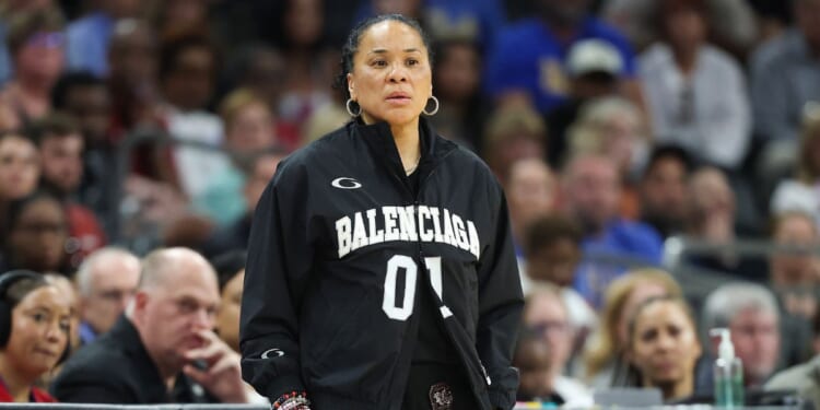 South Carolina Gamecocks head coach Dawn Staley looks on during the second quarter against the UCLA Bruins in the National Championship of the NCAA Women's Basketball Tournament at Mortgage Matchup Center on April 5, 2026, in Phoenix, Arizona.