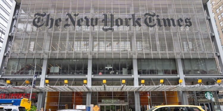 A front view of the New York Times Building on the west side of Midtown Manhattan in New York City on July 5, 2022.