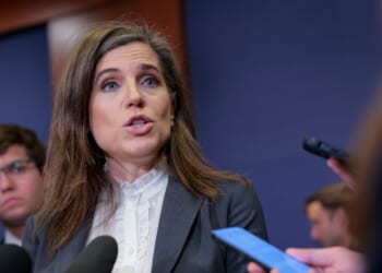 Rep. Nancy Mace (R-SC) speaks to reporters at the U.S. Capitol on March 3, 2026 in Washington.