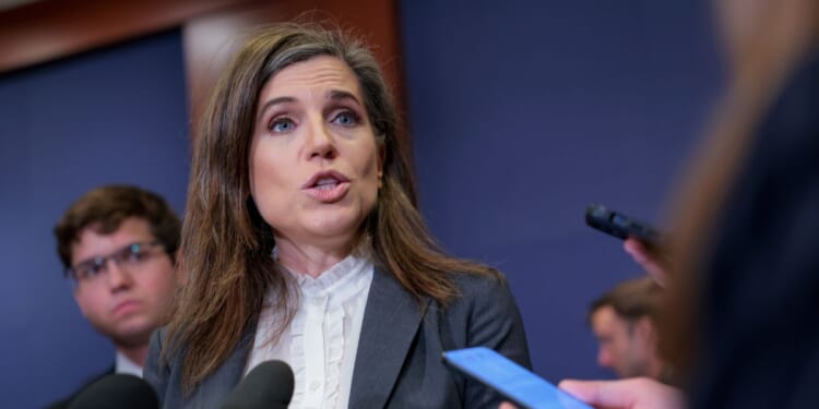 Rep. Nancy Mace (R-SC) speaks to reporters at the U.S. Capitol on March 3, 2026 in Washington.