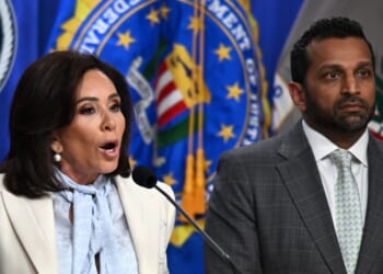 U.S. Attorney Jeanine Pirro holds a news conference at Department of Justice headquarters in Washington, D.C., on April 27, 2026.