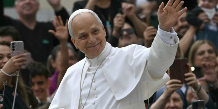 Pope Leo waving