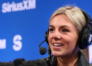 Annie Agar visits SiriusXM on Radio Row at Super Bowl LX on Feb. 4, 2026, in San Francisco, California.