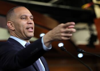 House Minority Leader Hakeem Jeffries holds a press conference at the U.S. Capitol on May 13, 2026, in Washington, D.C.