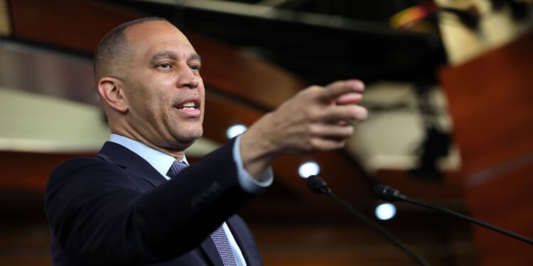 House Minority Leader Hakeem Jeffries holds a press conference at the U.S. Capitol on May 13, 2026, in Washington, D.C.