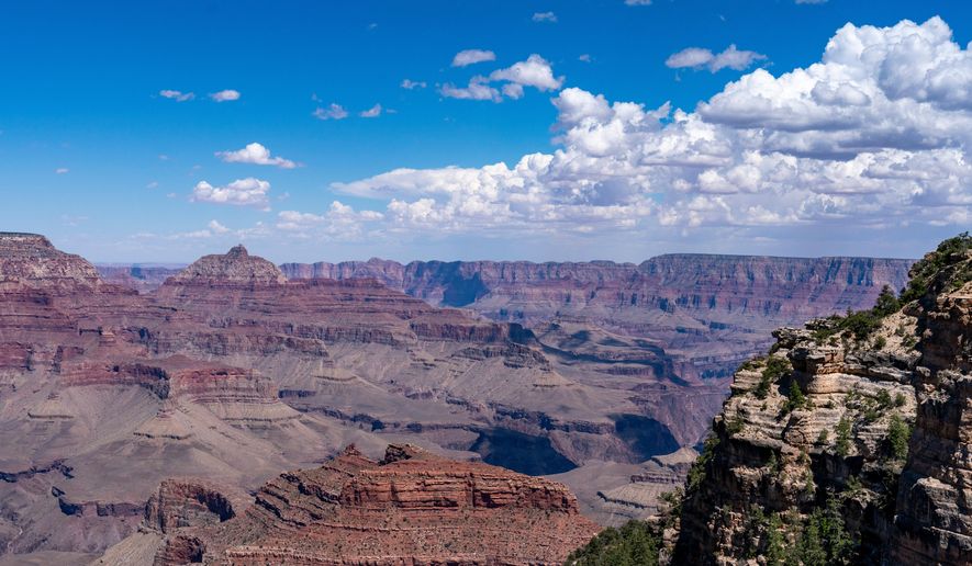 Clouds pass over the South Rim of Grand Canyon National Park in Grand Canyon Village, Ariz., Aug. 8, 2023. (AP Photo/Alex Brandon, File)