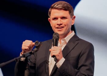 Senatorial Candidate James Talarico speaks at a rally in Houston, Texas on May 27, 2026.