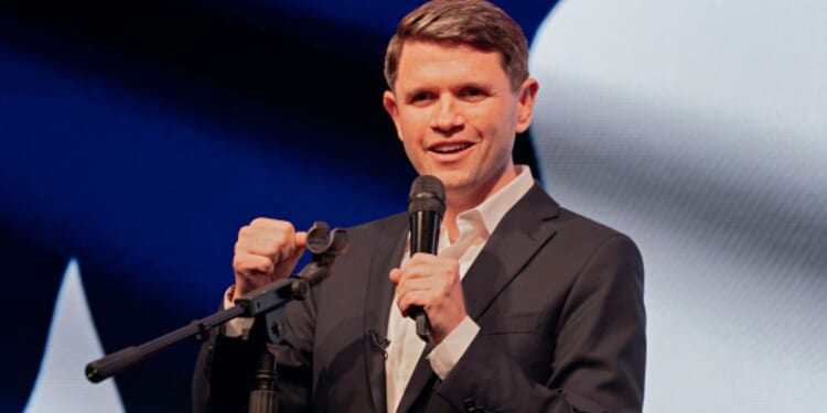 Senatorial Candidate James Talarico speaks at a rally in Houston, Texas on May 27, 2026.