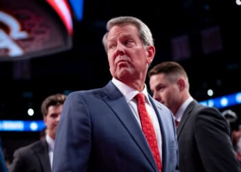 Georgia Gov. Brian Kemp walks through the CNN Spin Room ahead of a CNN Presidential Debate on June 27, 2024, in Atlanta, Georgia.
