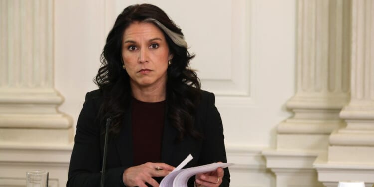 Director of National Intelligence Tulsi Gabbard attends an event where President Donald Trump delivered an announcement on his Homeland Security Task Force in the State Dinning Room of the White House on Oct. 23, 2025, in Washington, D.C.
