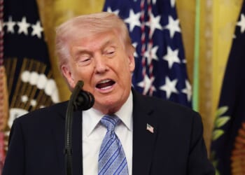 President Donald Trump speaks during a small business summit in the East Room of the White House on May 4, 2026, in Washington, D.C.