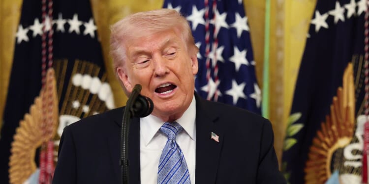 President Donald Trump speaks during a small business summit in the East Room of the White House on May 4, 2026, in Washington, D.C.