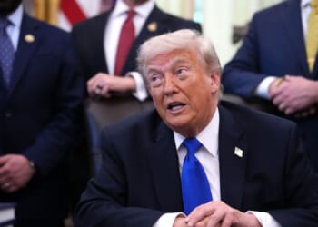 President Donald Trump speaks during an executive order signing in the Oval Office of the White House on April 30, 2026, in Washington, D.C.
