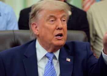 President Donald Trump speaks during an event in the Oval Office of the White House on May 21, 2026, in Washington, D.C.