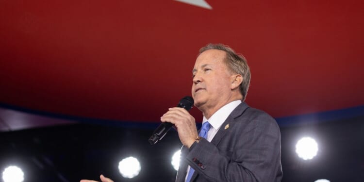 Texas Attorney General Ken Paxton speaks during the Conservative Political Action Conference in Grapevine, Texas, on March 27, 2026.