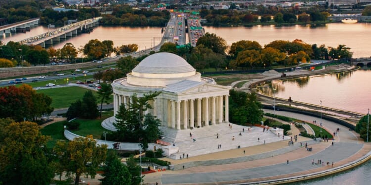 President Donald Trump announced the National Garden of American Heroes will be located in the West Potomac Park between the Jefferson memorial, pictured, and the Lincoln memorial.