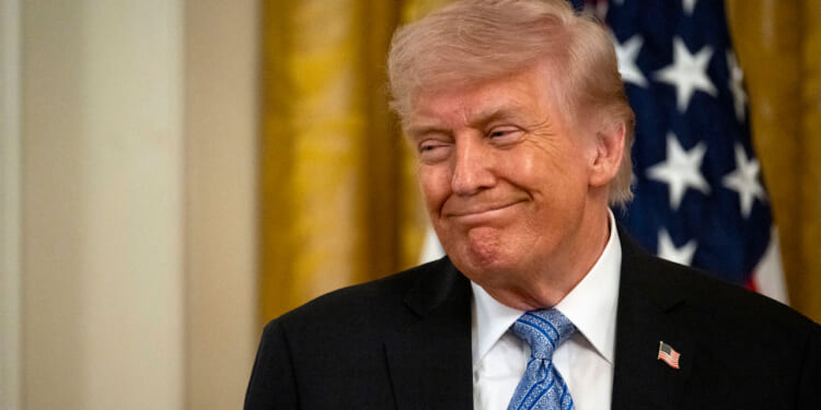 US President Donald Trump in the East Room of the White House in Washington, DC on May 4, 2026.