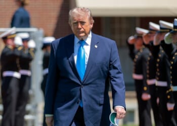 President Donald Trump, pictured arriving Wednesday at the United States Coast Guard Academy graduation in New London, Connecticut.