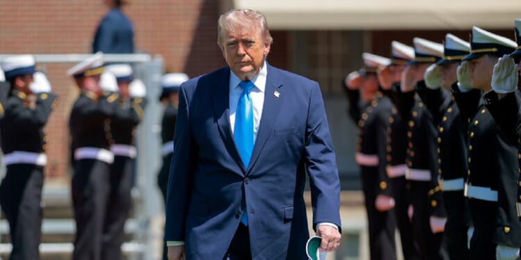 President Donald Trump, pictured arriving Wednesday at the United States Coast Guard Academy graduation in New London, Connecticut.