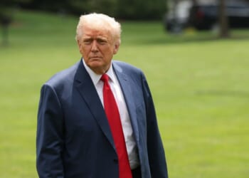 President Donald Trump returns to the White House on June 9, 2025, in Washington, D.C.