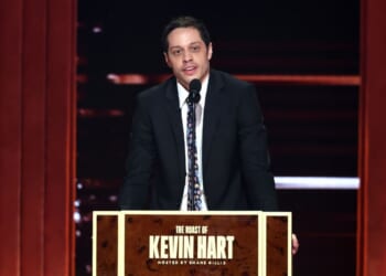 Pete Davidson speaks onstage during Netflix Is A Joke Festival Presents: The Roast of Kevin Hart at The Kia Forum on May 10, 2026, in Inglewood, California.