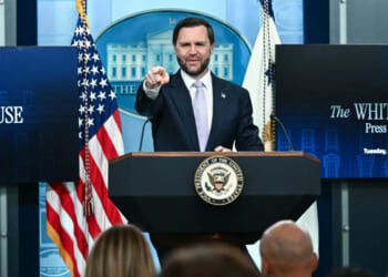 Vice President JD Vance speaks during a press briefing in the Brady Briefing Room of the White House in Washington, DC, on May 19, 2026. (Photo by Kent NISHIMURA / AFP via Getty Images)