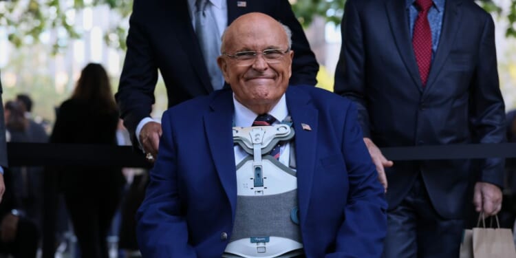 Rudy Giuliani attends the annual 9/11 Commemoration Ceremony at the National 9/11 Memorial Museum on Sept. 11, 2025 in New York City.