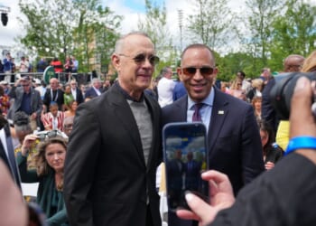 Tom Hanks quips about MS NOW viewership during live interview at Obama Presidential Center opening