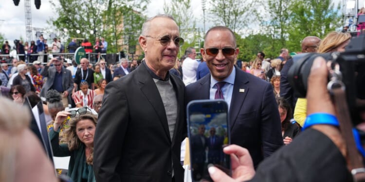 Tom Hanks quips about MS NOW viewership during live interview at Obama Presidential Center opening