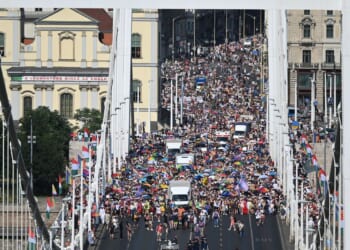 Tens of thousands march in the first Budapest Pride since Viktor Orban was voted out