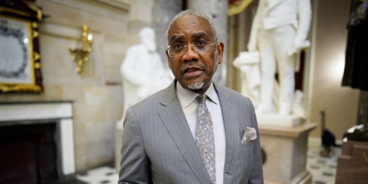 Rep. Gregory Meeks speaks to members of the media after Republicans pulled a war powers bill on Iran when it became apparent that Democrats had enough votes to pass it, at the U.S. Capitol Building on May 21, 2026, in Washington, D.C.