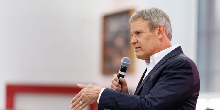 Tennessee Gov. Bill Lee speaks during a get out the vote event held in support of Republican congressional candidate Matt Van Epps on Dec. 1, 2025, in Franklin, Tennessee.