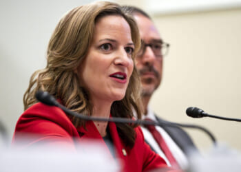 WASHINGTON, DC - SEPTEMBER 11: Michigan Secretary of State Jocelyn Benson speaks during a House Administration Committee hearing in the Longworth House Office Building at the U.S. Capitol on September 11, 2024 in Washington, DC. The hearing examined "American Confidence in Elections" while looking forward to the 2024 Presidential Election in just under two months. (Photo by Bonnie Cash/Getty Images)