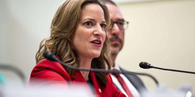 WASHINGTON, DC - SEPTEMBER 11: Michigan Secretary of State Jocelyn Benson speaks during a House Administration Committee hearing in the Longworth House Office Building at the U.S. Capitol on September 11, 2024 in Washington, DC. The hearing examined "American Confidence in Elections" while looking forward to the 2024 Presidential Election in just under two months. (Photo by Bonnie Cash/Getty Images)