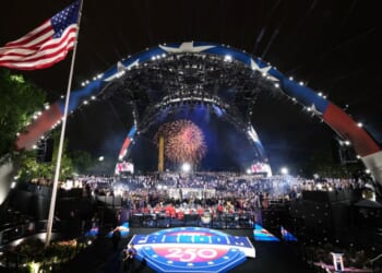 Fireworks explode over Washington, D.C., during the UFC Freedom 250 fights Sunday on the South Lawn of the White House. Authorities said a plot to spark a more sinister type of explosion was masterminded by a man who entered the country illegally years ago, but was allowed to stay by then-President Barack Obama's administration.
