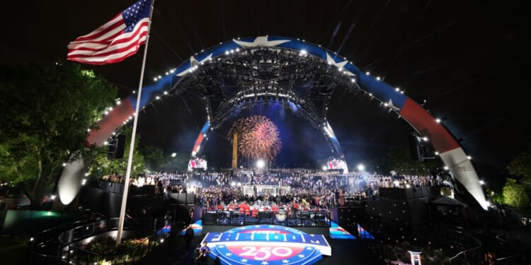 Fireworks explode over Washington, D.C., during the UFC Freedom 250 fights Sunday on the South Lawn of the White House. Authorities said a plot to spark a more sinister type of explosion was masterminded by a man who entered the country illegally years ago, but was allowed to stay by then-President Barack Obama's administration.