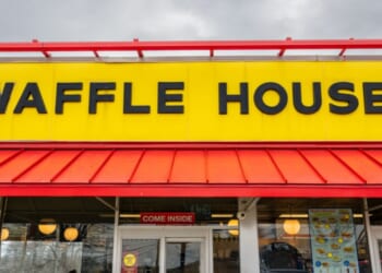 The entrance to a Waffle House in Austin, Texas, as seen on Feb. 5, 2025.
