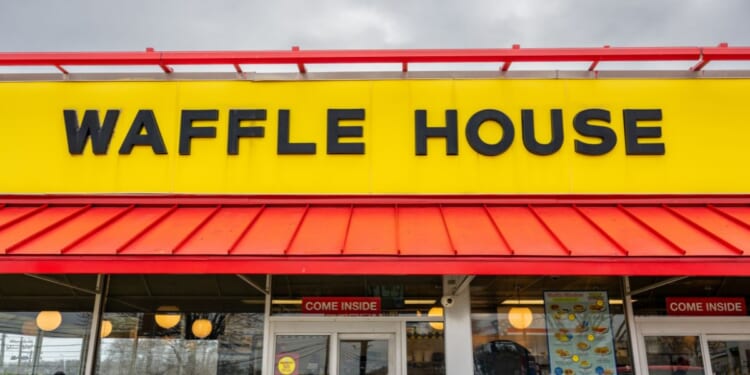 The entrance to a Waffle House in Austin, Texas, as seen on Feb. 5, 2025.