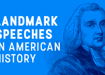 Jonathan Mayhew next to the words "Landmark Speeches of American History"