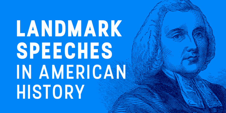 Jonathan Mayhew next to the words "Landmark Speeches of American History"
