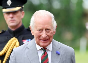 King Charles III and The Lord Provost of Edinburgh, Robert Aldridge, arrive for his visit to the Ceremony of the Keys at The Palace Of Holyroodhouse on June 30, 2026, in Edinburgh, Scotland.